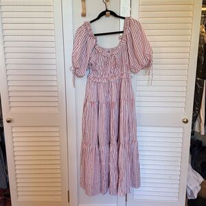 En Saison Striped Pink and White Maxi Dress